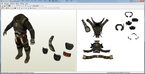 Unwrapped Armor in Pepakura Designer