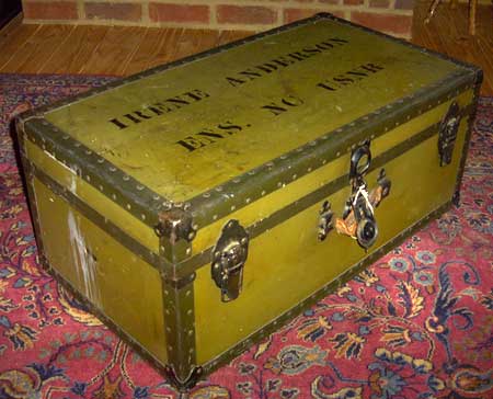 Sold at Auction: WW2 NAMED US ARMY FIELD FOOTLOCKER TRUNK